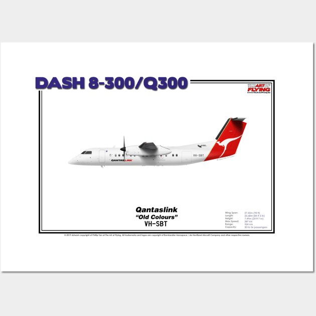 DeHavilland Canada Dash 8-300/Q300 - Qantaslink "Old Colours" (Art Print) Wall Art by TheArtofFlying